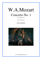 Cover icon of Concerto No.1 in G major K313 (NEW EDITION) sheet music for flute and piano by Wolfgang Amadeus Mozart, classical score, intermediate skill level