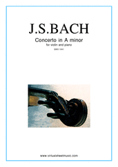 Cover icon of Concerto in A minor sheet music for violin and piano by Johann Sebastian Bach, classical score, easy/intermediate skill level