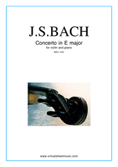 Cover icon of Concerto in E major sheet music for violin and piano by Johann Sebastian Bach, classical score, intermediate skill level
