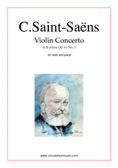 Cover icon of Concerto in B minor Op.61 No.3 sheet music for violin and piano by Camille Saint-Saens, classical score, advanced skill level