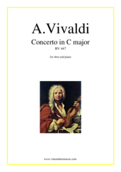 Cover icon of Concerto in C major RV 447 sheet music for oboe and piano by Antonio Vivaldi, classical score, advanced skill level
