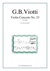 Cover icon of Concerto in G major No.23 sheet music for violin and piano by Giovanni Battista Viotti, classical score, intermediate/advanced skill level