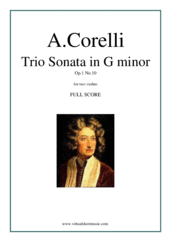Cover icon of Trio Sonata in G minor Op.1 No.10 (f.score) sheet music for two violins and cello by Arcangelo Corelli, classical score, intermediate skill level