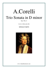 Cover icon of Trio Sonata in D minor Op.1 No.11 (parts) sheet music for two violins and cello by Arcangelo Corelli, classical score, intermediate skill level