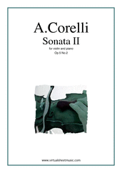 Cover icon of Sonata Op.5 No.2 sheet music for violin and piano by Arcangelo Corelli, classical score, intermediate skill level