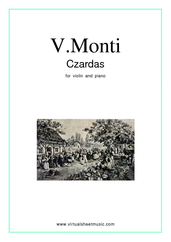 Cover icon of Czardas, easy gypsy airs sheet music for violin and piano by Vittorio Monti, classical score, intermediate skill level