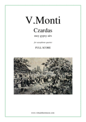 Cover icon of Czardas, easy gypsy airs (f.score) sheet music for saxophone quartet by Vittorio Monti, classical score, intermediate/advanced skill level