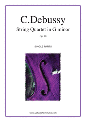 Cover icon of String Quartet in G minor Op.10 (parts) sheet music for string quartet by Claude Debussy, classical score, advanced skill level