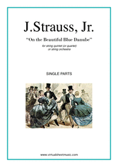 Cover icon of The Blue Danube (parts) sheet music for string quintet (quartet) or string orchestra by Johann Strauss, Jr., classical score, intermediate skill level