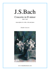 Cover icon of Concerto in D minor BWV 1043 (Double Concerto) sheet music for violin, viola and piano by Johann Sebastian Bach, classical score, intermediate/advanced skill level