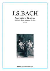 Cover icon of Concerto in D minor BWV 1043 (Double Concerto) sheet music for viola, double-bass and piano by Johann Sebastian Bach, classical score, intermediate/advanced skill level
