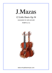 Cover icon of Little Duets Op.38, 12 - part I sheet music for violin and cello by Jaques Fereol Mazas, classical score, intermediate duet
