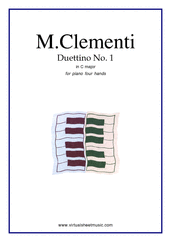 Cover icon of Duettino No.1 in C major sheet music for piano four hands by Muzio Clementi, classical score, easy skill level