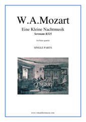 Cover icon of Eine Kleine Nachtmusik (parts) (NEW EDITION) sheet music for brass quartet by Wolfgang Amadeus Mozart, classical score, advanced skill level