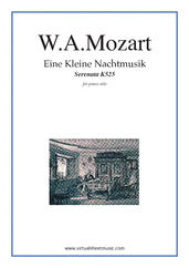 Cover icon of Eine Kleine Nachtmusik sheet music for piano solo by Wolfgang Amadeus Mozart, classical score, intermediate/advanced skill level
