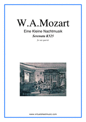 Cover icon of Eine Kleine Nachtmusik (parts) sheet music for saxophone quartet by Wolfgang Amadeus Mozart, classical score, intermediate skill level