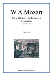 Cover icon of Eine Kleine Nachtmusik (COMPLETE) sheet music for wind quintet by Wolfgang Amadeus Mozart, classical score, advanced skill level