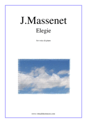 Cover icon of Elegie sheet music for voice and piano by Jules Massenet, classical wedding score, intermediate skill level