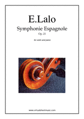 Cover icon of Symphonie Espagnole Op.21 sheet music for violin and piano by Edouard Lalo, classical score, advanced skill level