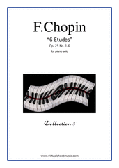 Cover icon of Etudes Op.25 No.1-6 sheet music for piano solo by Frederic Chopin, classical score, advanced skill level