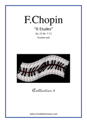 Cover icon of Etudes Op.25 No.7-12 sheet music for piano solo by Frederic Chopin, classical score, advanced skill level