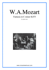 Cover icon of Fantasia in C minor K475 sheet music for piano solo by Wolfgang Amadeus Mozart, classical score, intermediate skill level
