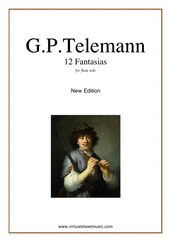 Cover icon of Fantasias, 12 sheet music for flute or alto flute solo by Georg Philipp Telemann, classical score, easy/intermediate skill level