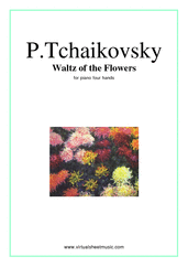 Cover icon of Waltz of the Flowers sheet music for piano four hands by Pyotr Ilyich Tchaikovsky, classical score, intermediate skill level