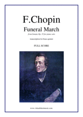 Cover icon of Funeral March (f.score) sheet music for brass quintet by Frederic Chopin, classical score, intermediate skill level