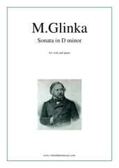 Cover icon of Sonata in D minor sheet music for viola and piano by Mikhail Glinka, classical score, advanced skill level