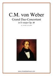 Cover icon of Grand Duo Concertant Op.48 sheet music for clarinet and piano by Carl Maria Von Weber, classical score, intermediate/advanced skill level