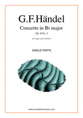 Cover icon of Concerto in Bb major Op.4 No.2 (parts) sheet music for organ and orchestra by George Frideric Handel, classical score, intermediate/advanced skill level