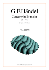 Cover icon of Concerto in Bb major Op.4 No.2 (f.score) sheet music for organ and orchestra by George Frideric Handel, classical score, intermediate/advanced skill level