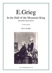 Cover icon of In the Hall of the Mountain King (f.score) sheet music for brass quintet by Edvard Grieg, classical score, intermediate skill level