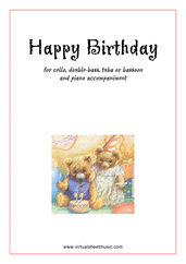free Happy Birthday for cello or other instruments and piano - intermediate double bass sheet music