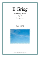 Cover icon of Holberg Suite Op.40 (COMPLETE) sheet music for string orchestra by Edvard Grieg, classical score, intermediate skill level