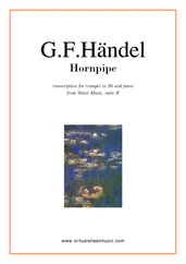 Cover icon of Hornpipe from Water Music (in C, trumpet in Bb) sheet music for trumpet and piano by George Frideric Handel, classical wedding score, easy/intermediate skill level