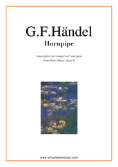 Cover icon of Hornpipe from Water Music (in C, trumpet in C) sheet music for trumpet and piano by George Frideric Handel, classical wedding score, intermediate skill level