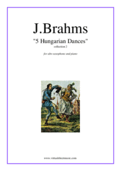 Cover icon of Hungarian Dances (collection 2) sheet music for alto saxophone and piano by Johannes Brahms, classical score, intermediate skill level