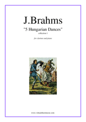 Cover icon of Hungarian Dances (collection 1) sheet music for clarinet and piano by Johannes Brahms, classical score, intermediate skill level