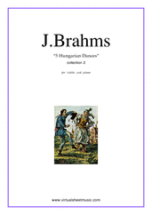 Cover icon of Hungarian Dances (collection 2) sheet music for violin and piano by Johannes Brahms, classical score, intermediate skill level
