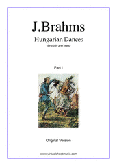 Cover icon of Hungarian Dances (original version, part I) sheet music for violin and piano by Johannes Brahms, classical score, intermediate/advanced skill level