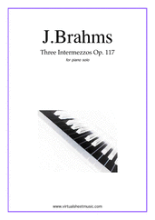 Cover icon of Intermezzos, 3 Op.117 sheet music for piano solo by Johannes Brahms, classical score, advanced skill level