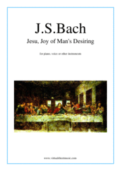 Cover icon of Jesu, Joy of Man's Desiring sheet music for piano, voice or other instruments by Johann Sebastian Bach, classical wedding score, easy skill level
