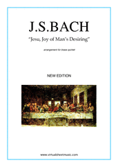 Cover icon of Jesu, Joy of Man's Desiring (New Edition) sheet music for brass quintet by Johann Sebastian Bach, classical wedding score, intermediate skill level