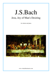 Cover icon of Jesu, Joy of Man's Desiring sheet music for clarinet and piano by Johann Sebastian Bach, classical wedding score, intermediate skill level