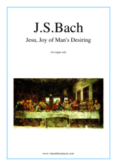 Cover icon of Jesu, Joy of Man's Desiring sheet music for organ solo by Johann Sebastian Bach, classical wedding score, easy/intermediate skill level