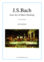 Cover icon of Jesu, Joy of Man's Desiring sheet music for cello and piano by Johann Sebastian Bach, classical wedding score, intermediate skill level