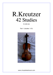 Cover icon of Studies (1-21) - part I sheet music for violin solo by Rudolf Kreutzer, classical score, intermediate skill level