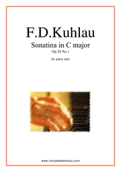 Cover icon of Sonatina in C major Op.20 No.1 sheet music for piano solo by Friedrich Daniel Rudolf Kuhlau, classical score, easy/intermediate skill level